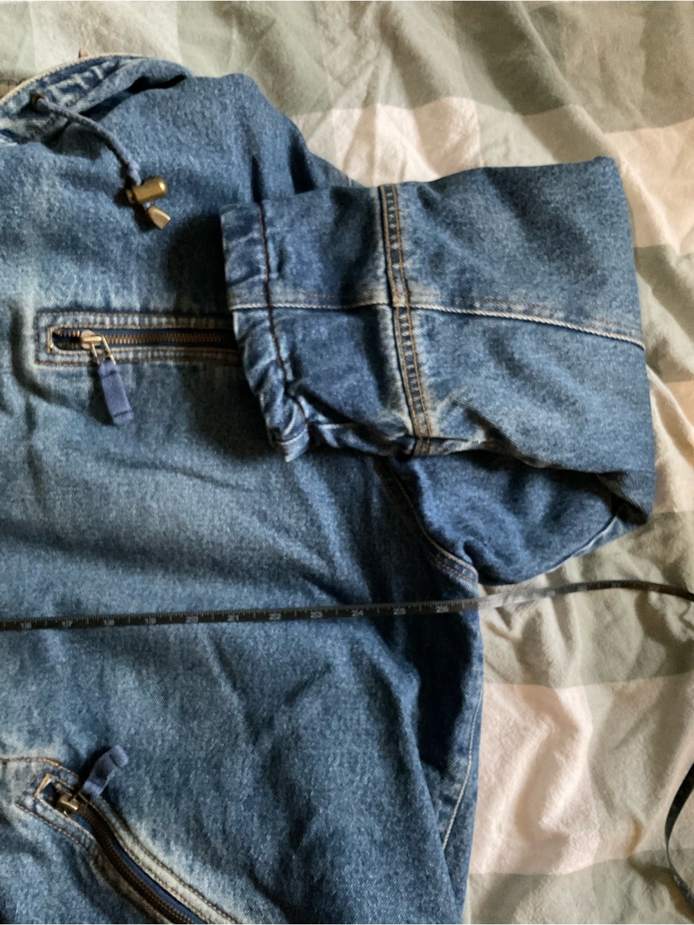 Braetan Plus Blue Denim Hoodie Jacket with Plaid Lining - Picture 6 of 7